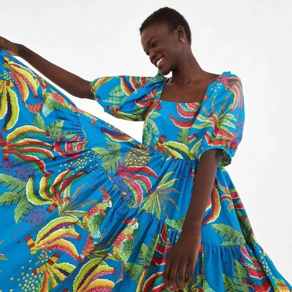 FARM Rio Dresses & Skirts - Farm Rio EUC Blue Banana Midi Dress, size S